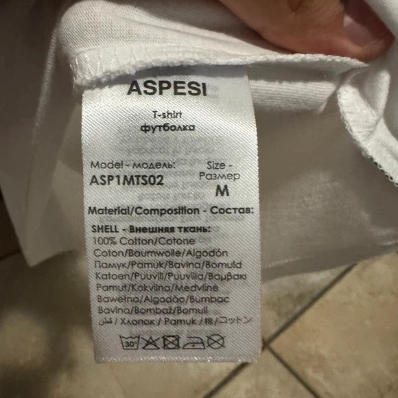 Aspesi White Tee with Black Print - Picture 6 of 8